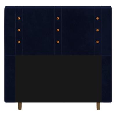 Cabeceira Solteiro Roma 90cm Parede Madeira Maciça Veludo Azul Marinho Abmaza