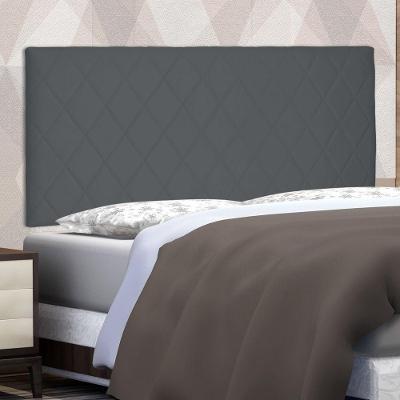 Cabeceira Painel Esmeralda Casal Fixação na Parede MDF Suede Cinza Abmaza