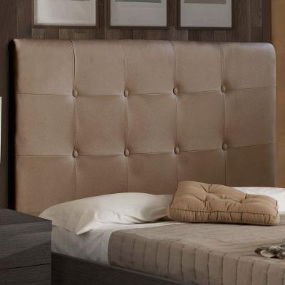 Cabeceira King Luna 193cm na Parede Madeira Estofada Corino Marrom Abmaza