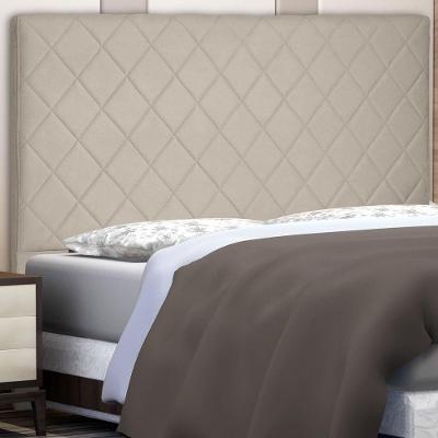 Cabeceira Estofada Esmeralda Casal no Box MDF Suede Bege Abmaza