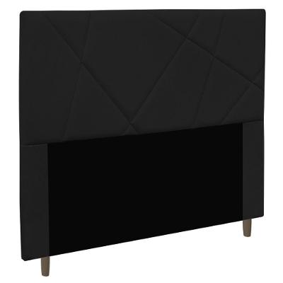 Cabeceira Solteiro Mali Estofada na Parede Suede Preto Abmaza
