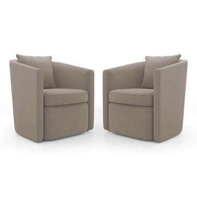 Kit 02 Poltronas Decorativas Aimê Suede com Almofada Bege Abmaza