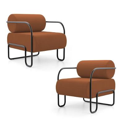 Kit 02 Poltronas Decorativas Miska Veludo Fibra Siliconada Terracota Abmaza