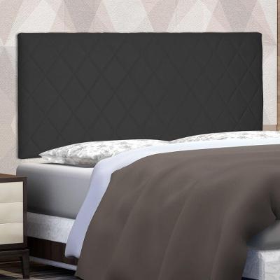 Cabeceira Painel King Esmeralda na Parede MDF Suede Preto Abmaza
