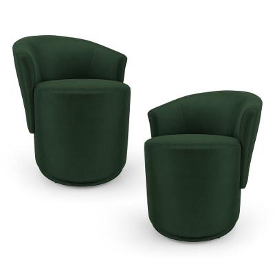 Kit 02 Poltronas Orgânicas Mavi Fixas Veludo Conforto Verde Abmaza