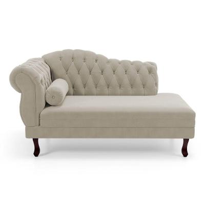 Divã Recamier Lavínia Clássico 1 Lugar 120CM Veludo Bege Abmaza