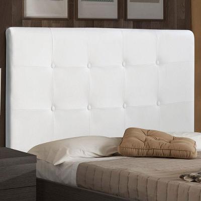 Cabeceira King Luna 193cm na Parede Madeira Maciça Corino Branco Abmaza