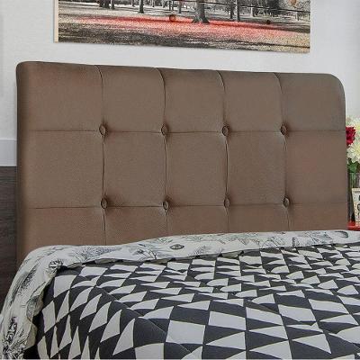 Cabeceira King Luna 193cm na Parede Madeira Maciça Estofada Suede Marrom Abmaza