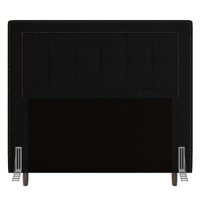 Cabeceira Solteiro Luxor no Box Madeira Maciça Suede Preto Abmaza