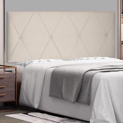 Cabeceira Painel Estofada Casal Aquilla Parede MDF Suede Bege Abmaza