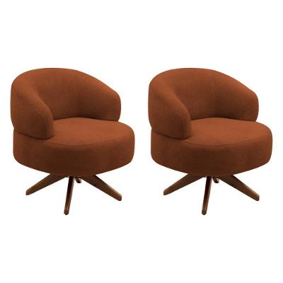 Kit 02 Poltronas Decorativas Have Giratória Bouclê Terracota Abmaza