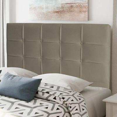 Cabeceira Fiorella Casal 140cm na Parede Suede Bege Escuro Abmaza