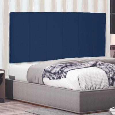 Cabeceira Painel Estofada Casal Ravenna Suede Azul Marinho Abmaza