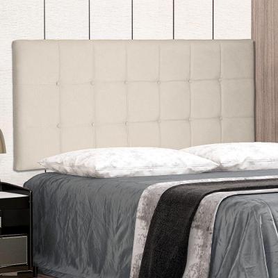 Cabeceira Painel Verona Casal 140cm Fixação na Parede Suede Bege Abmaza
