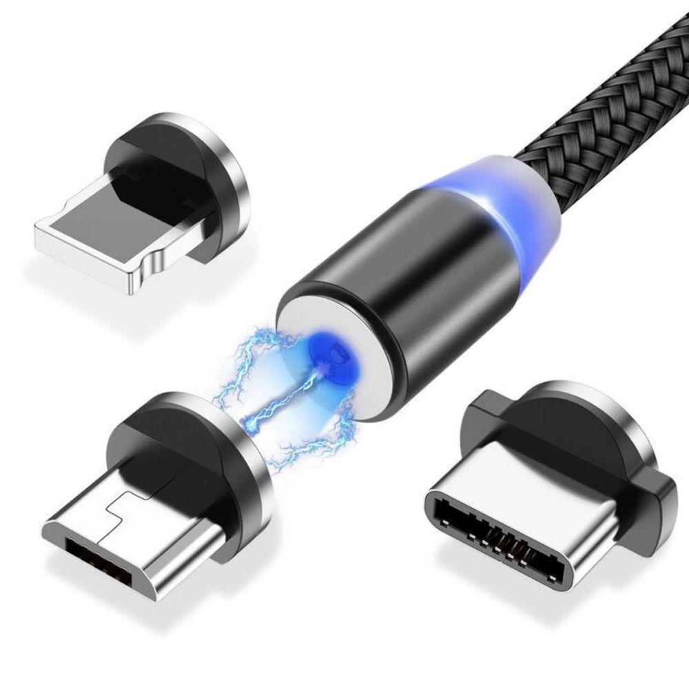 Cabo Usb Carregador Imã 3 Em 1 Android E Ios Cinza - 1