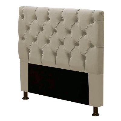 Cabeceira Solteiro Cristal Estofada Madeira Maciça Suede Bege Abmaza