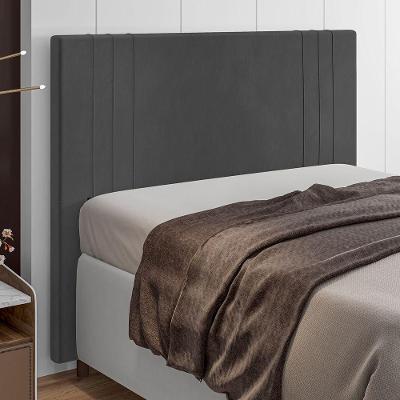 Cabeceira King Ferrara 193cm Estofada na Parede Madeira Maciça Suede Cinza Abmaza