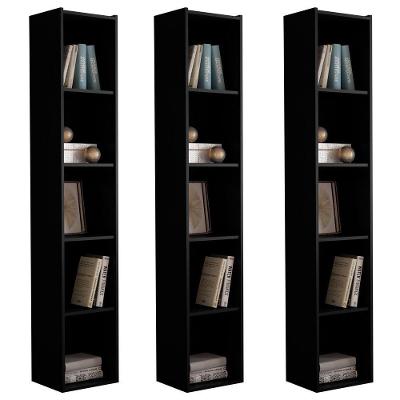 Kit 3 Estantes Livreiro Janaína Moderno 5 Nichos MDF Preto Abmaza