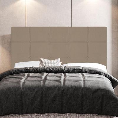 Cabeceira King Leiria 195cm na Parede Madeira Maciça Suede Bege Abmaza