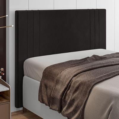 Cabeceira Casal Ferrara 140cm Parede Madeira Maciça Suede Marrom Abmaza