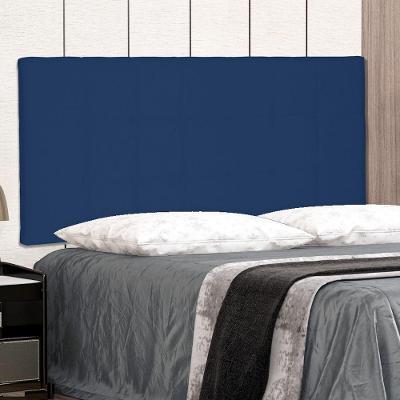 Cabeceira Painel King Verona na Parede MDF Suede Azul Marinho Abmaza
