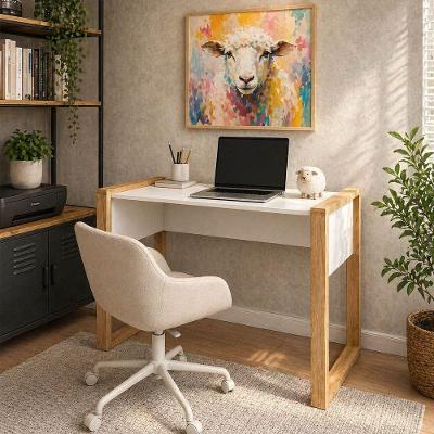 Mesa de Escritório Jade Freijo Moderna MDF 107,5CM Branco Loja Sheep