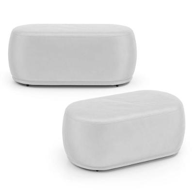 Kit 02 Puffs Orgânicos Molly 2 Lugares Couro Sintético Branco Abmaza