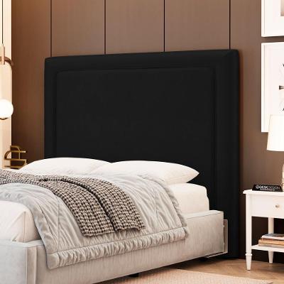 Cabeceira Queen Alba com Frame Estofada Couro Sintético Preto Abmaza