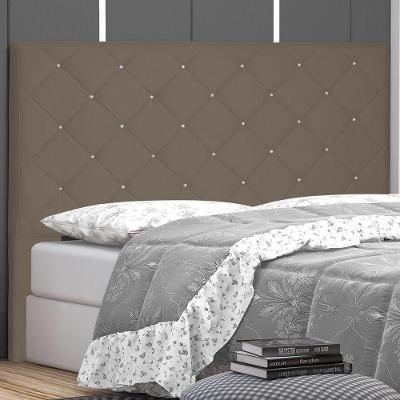 Cabeceira Estofada Tânia Queen Fixação no Box MDF Suede Caramelo Abmaza