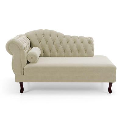 Divã Recamier Lavínia Clássico 1 Lugar 120CM Bege Corino Abmaza