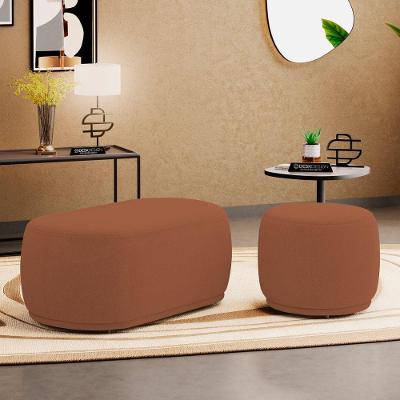 Conjunto 02 Puffs Decorativos Molly Orgânicos Bouclê Terracota Abmaza