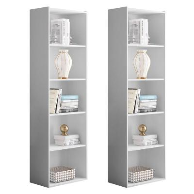 Kit 2 Estantes Livreiro Luiza Moderno 5 Nichos MDF Branco Abmaza