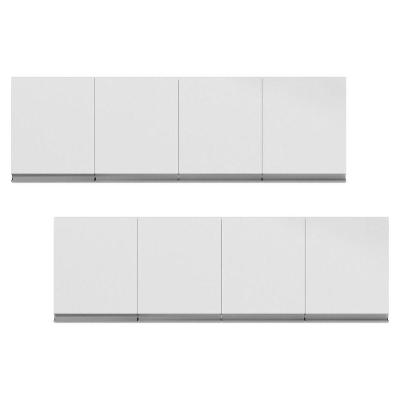 Kit 2 Armários Aéreo Andréia 160CM 4 Portas MDF Porta de Bater Branco Abmaza