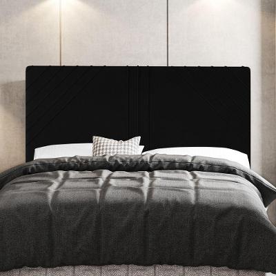 Cabeceira King Lisboa Estofada na Parede Madeira Maciça Suede Preto Abmaza