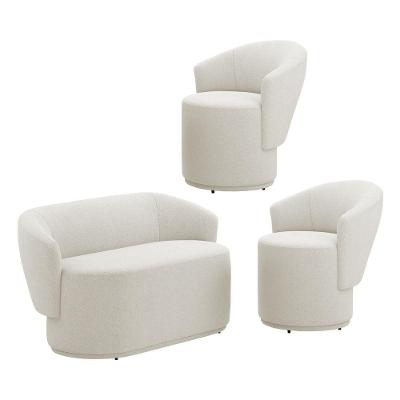 Kit Poltronas e Namoradeira Orgânica Mavi Bouclê Creme Abmaza