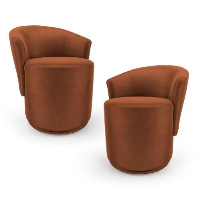 Kit 02 Poltronas Orgânicas Mavi Fixas Veludo Terracota Abmaza