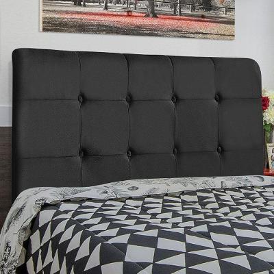 Cabeceira King Luna 193cm Estofada na Parede Madeira Suede Preto Abmaza