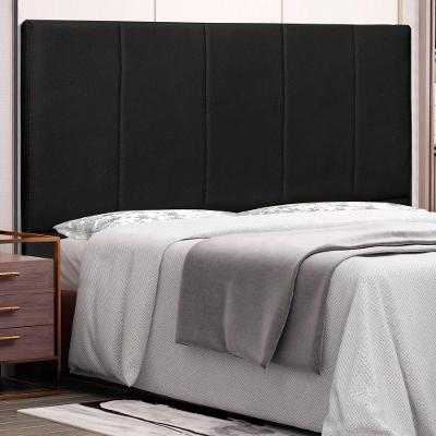 Cabeceira Estofada Ravenna Queen no Box MDF Corino Preto Abmaza