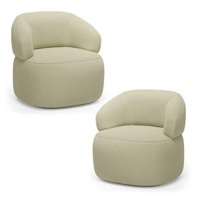 Kit 02 Poltronas Glee Orgânicas Giratórias em Linho Bege Abmaza