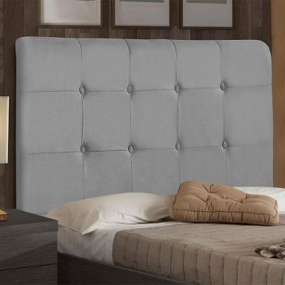 Cabeceira Queen Luna 160cm Estofada Madeira Maciça Suede Cinza Abmaza