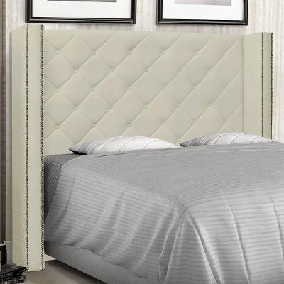 Cabeceira Estofada Alteza King no Box MDF Corino Bege Abmaza