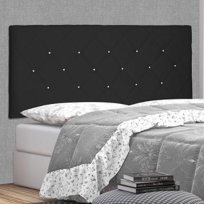 Cabeceira Painel Tânia Queen 160cm na Parede MDF Suede Preto Abmaza