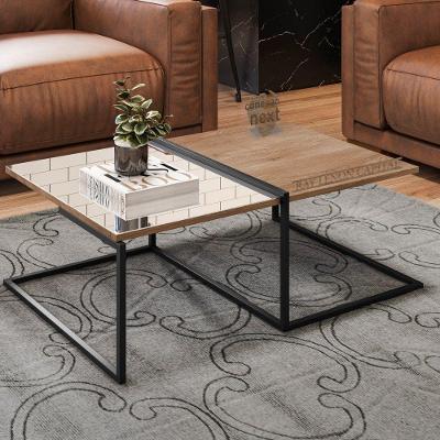 Mesa de Centro Smart Retangular MDP Aço 90CM Preto Abmaza