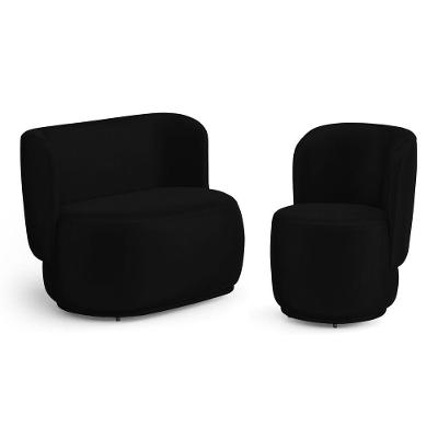 Kit Poltrona e Namoradeira Molly Couríssimo Orgânica Preto Abmaza