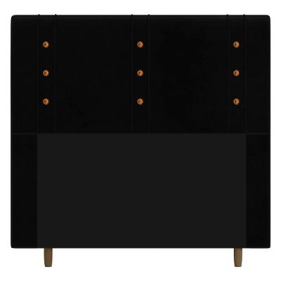 Cabeceira Solteiro Roma 90cm Parede Estofada Couro Sintético Preto Abmaza