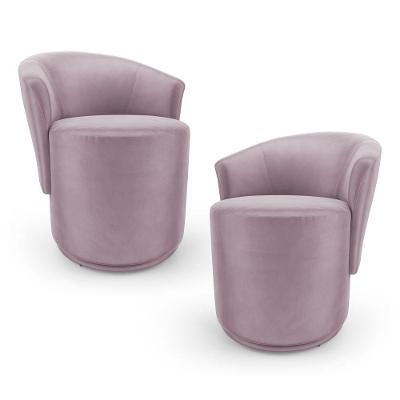 Kit 02 Poltronas Orgânicas Mavi Fixas Veludo Confortáveis Rosé Abmaza