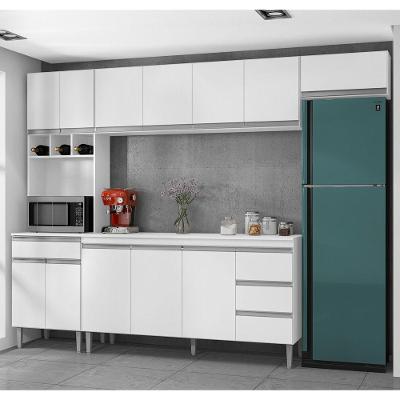 Cozinha Modulada Andréia 12 Portas 4 Gavetas MDF 160CM Branco Abmaza