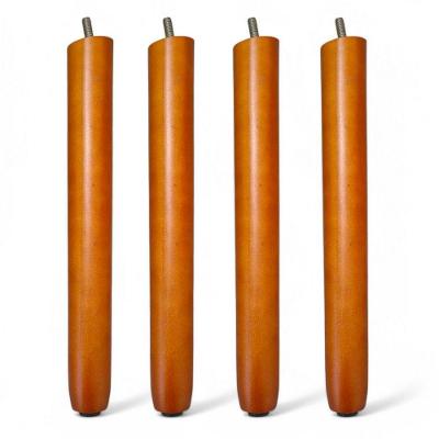 Kit 4 Pés Palito Abmaza Madeira Inclinado para Móveis 30cm Café