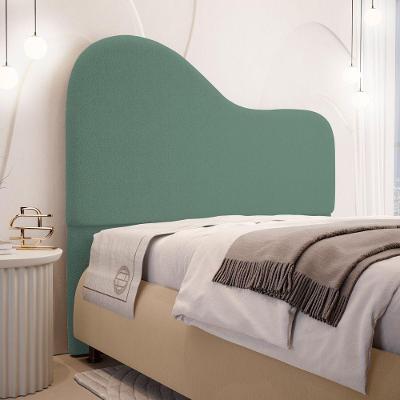 Cabeceira Orgânica Queen Sea Frame Madeira Maciça Bouclé Verde Menta Abmaza