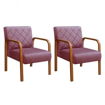 Kit 2 Poltronas Lara Veludo Pés Palito Ergonômicas Roxo 380 Bella Decor